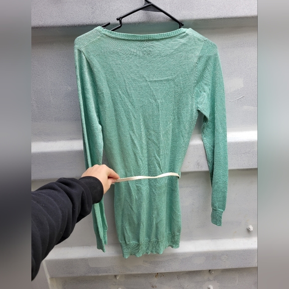 Teal sparkle metallic belted cardigan nwot small - Picture 6 of 7